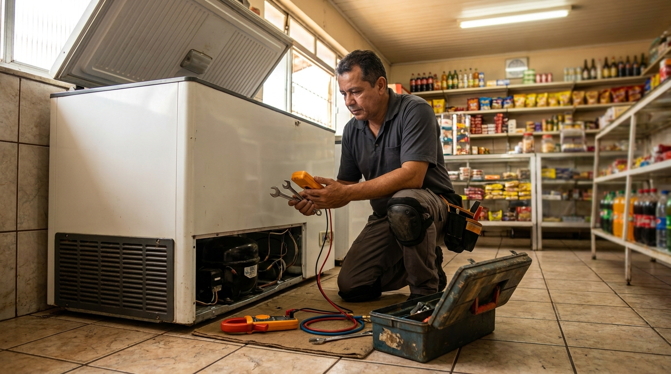 Técnico de conserto de freezer em residência em Bauru‑SP